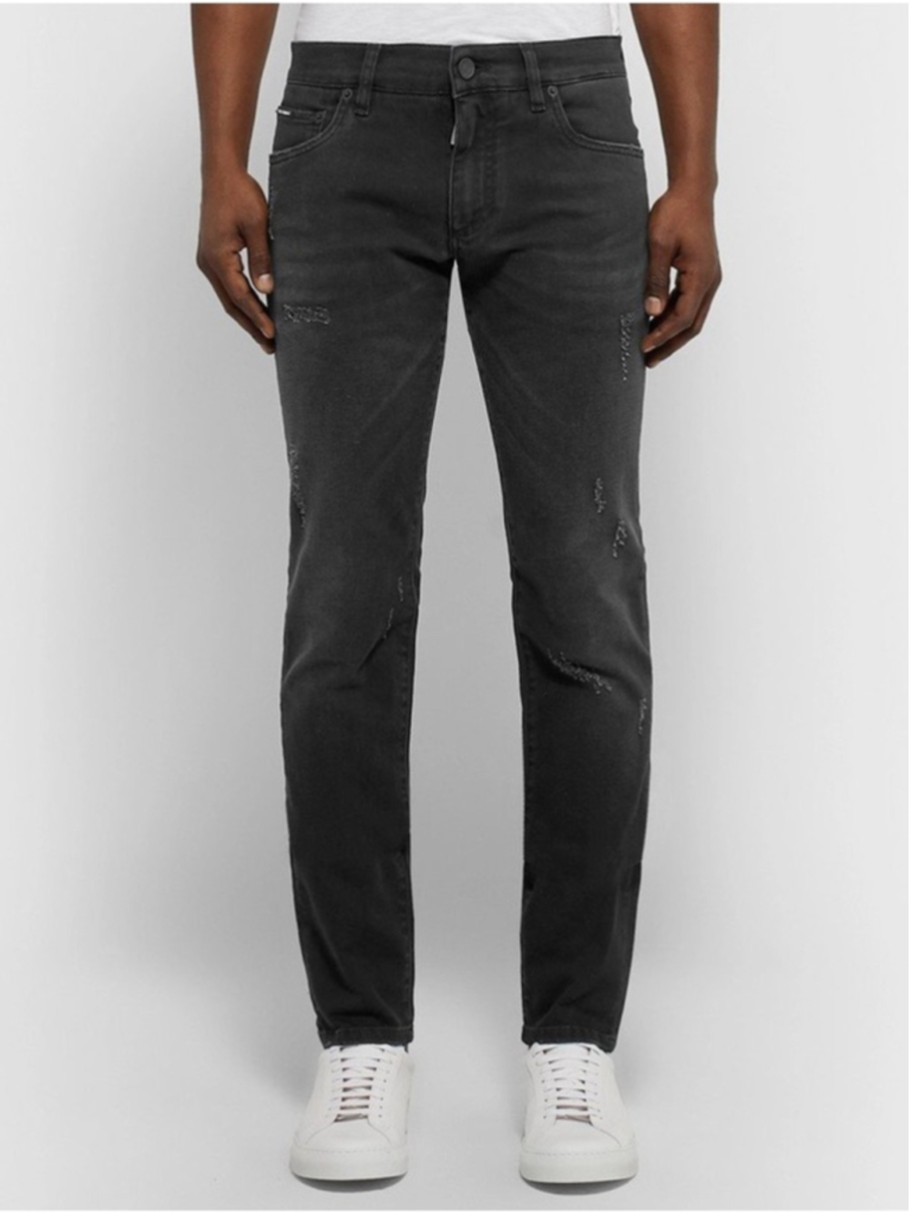 D&G Dolce and Gabbana Black Distressed Skinny Jeans Size 50 ( US 32)